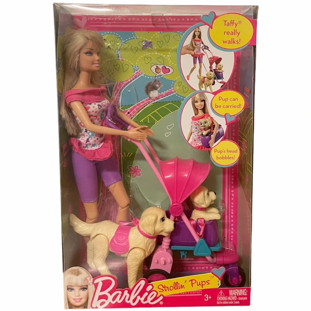 Vintage Barbie Strollin Pups Set Y2K Vintage Toys Collectible Rare Retro Pet Dog